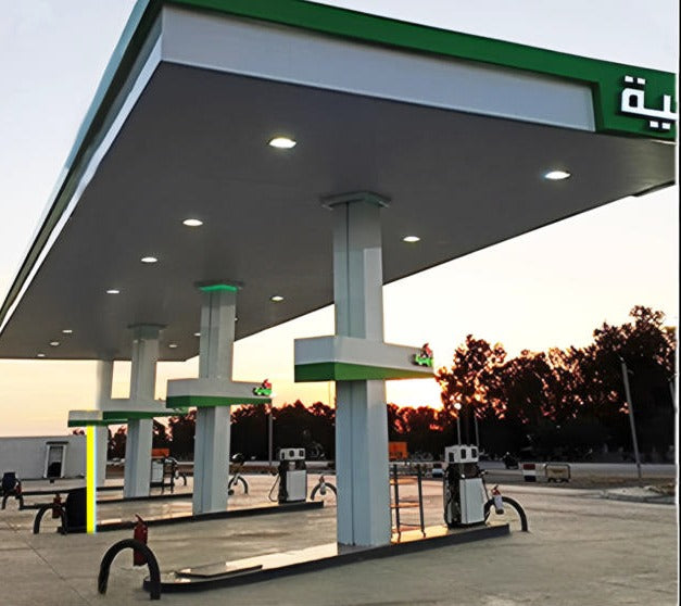 Gas station structures and branding works